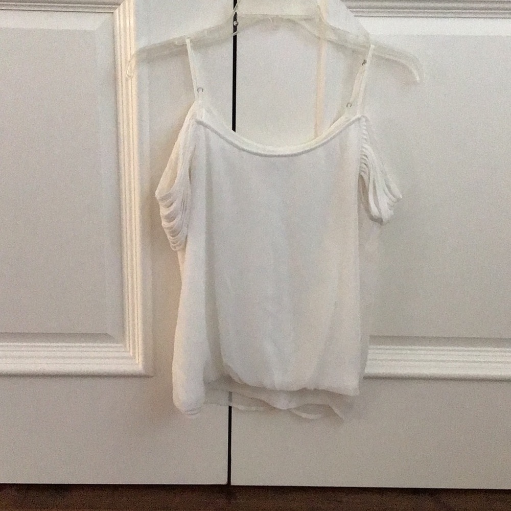 Lily White - White Tank Top with Shoulder Detail - Large